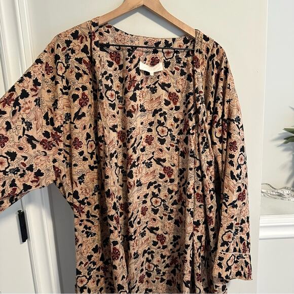 THE GREAT. Sleep Cream Black Cotton Floral Robe 0/1 Small/Medium - Picture 11 of 13